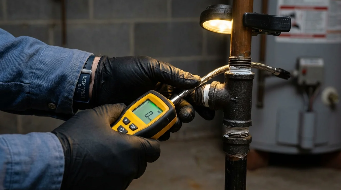 Gas leak detection with electronic sniffer by Johns Plumbing LLC in Kingfisher