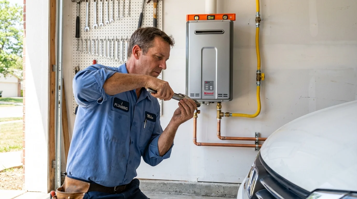 Tankless water heater installation by a Johns Plumbing LLC plumber in Kingfisher